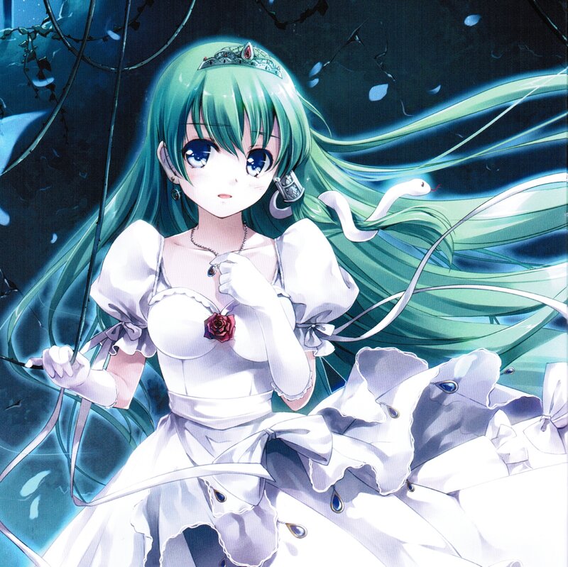 Green-haired Girl in White Dress — Dramatic, Night