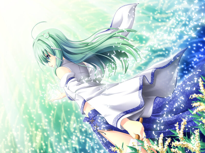 Green-haired Girl in White Dress — Green