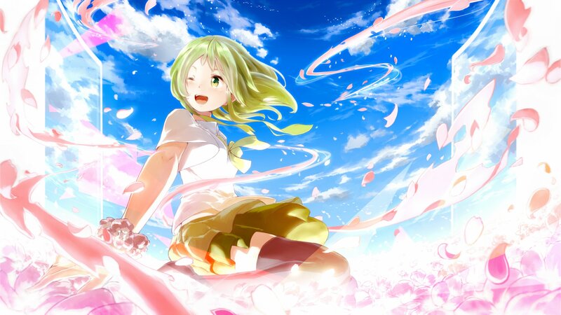 Green-haired Girl in Wind — Blue