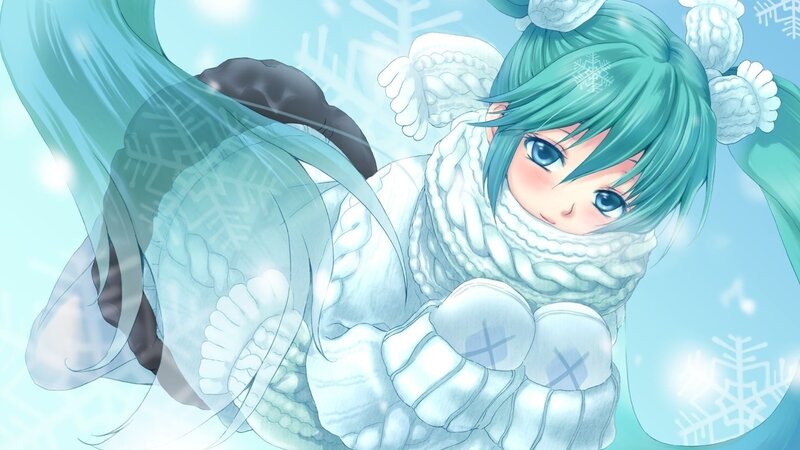 Green-haired Girl in Winter — Blue