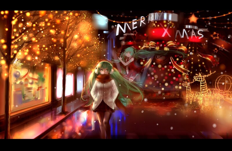 Green-haired Girl in Winter — Orange, Festive
