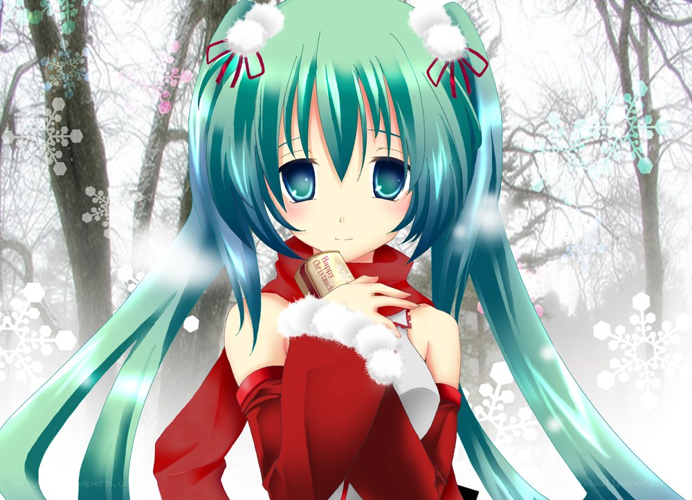 green-haired girl in winter