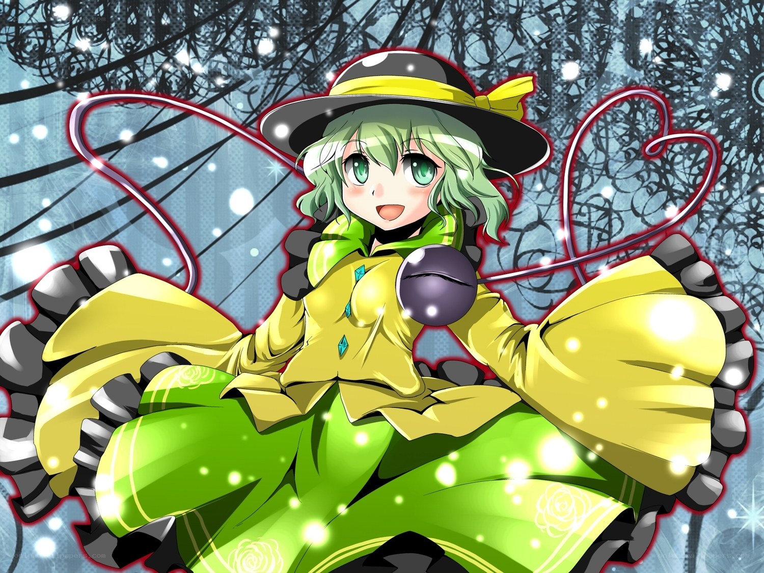 green-haired girl in yellow dress