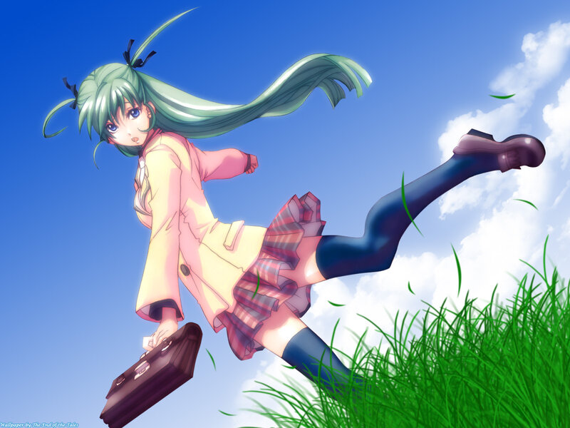 Green-haired Girl Kicking