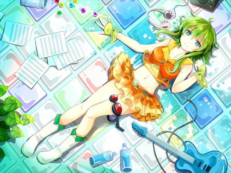 Green-haired Girl Lying Down — Green, Playful