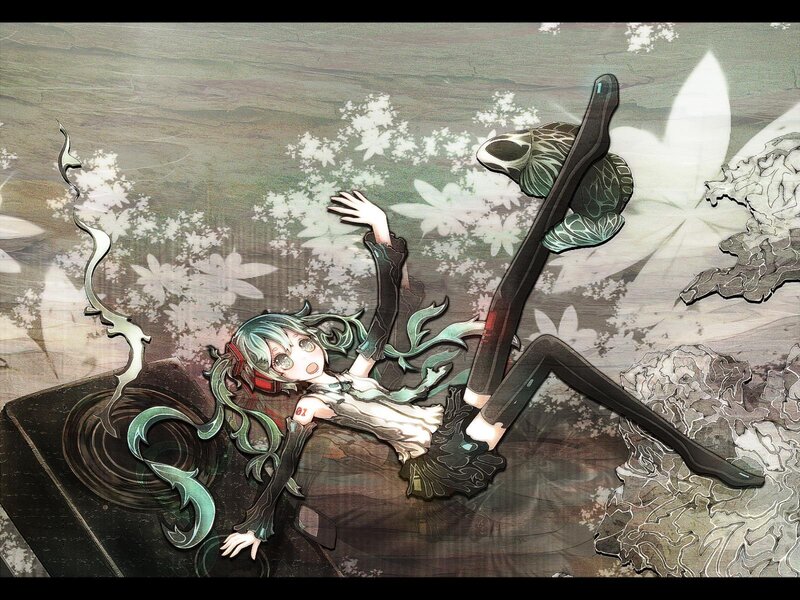 Green-haired Girl Lying Down — Green