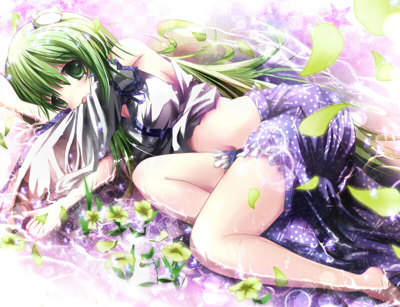 Green-haired Girl Lying Down — Purple