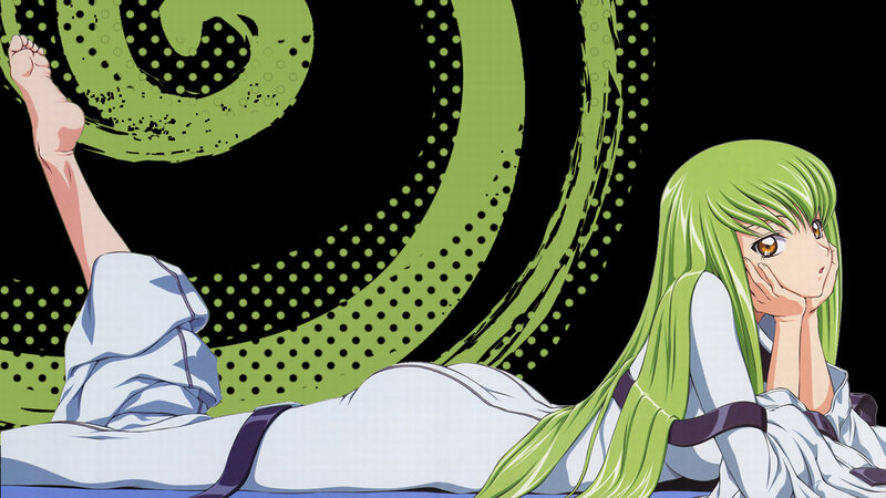 green-haired girl lying down