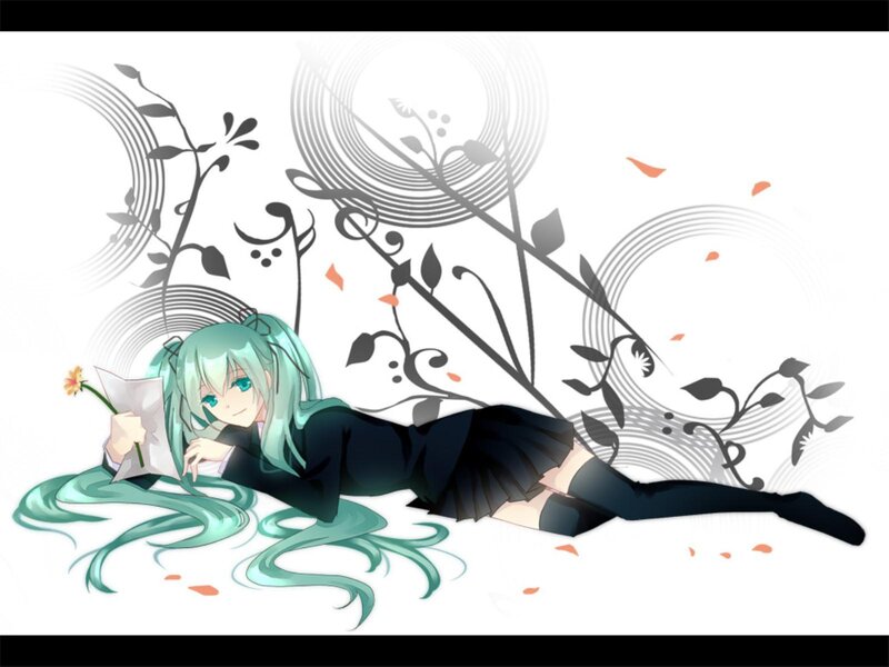 Green-haired Girl Lying Down — White