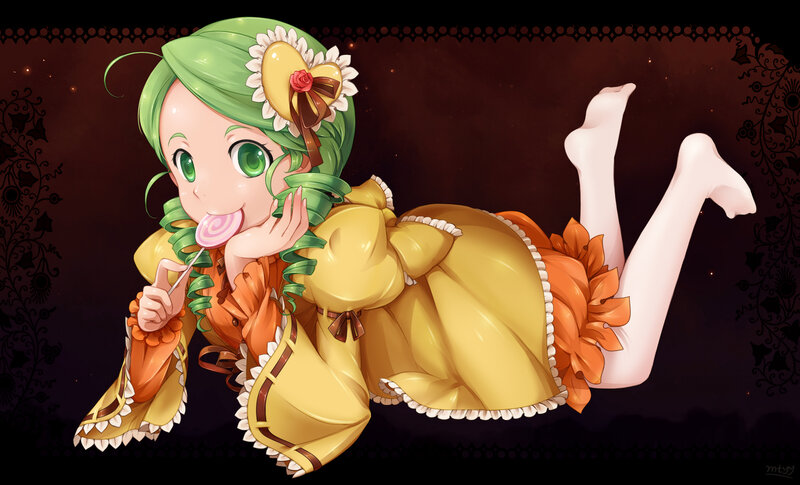 Green-haired Girl Lying Down — Yellow