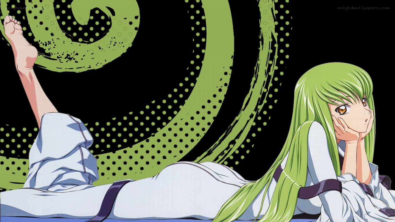 green-haired girl lying down