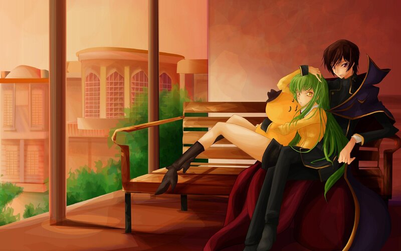Green-haired Girl on Bench
