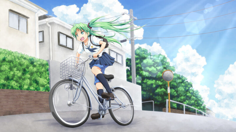 Green-haired Girl on Bicycle — Green