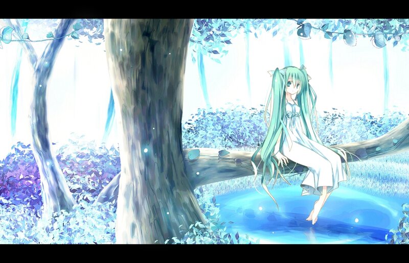Green-haired Girl on Branch