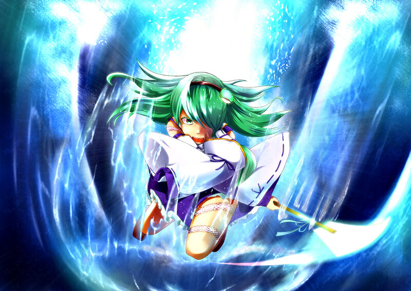Green-haired Girl on Broom — Blue