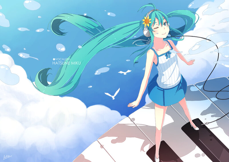 Green-haired Girl on Cloud
