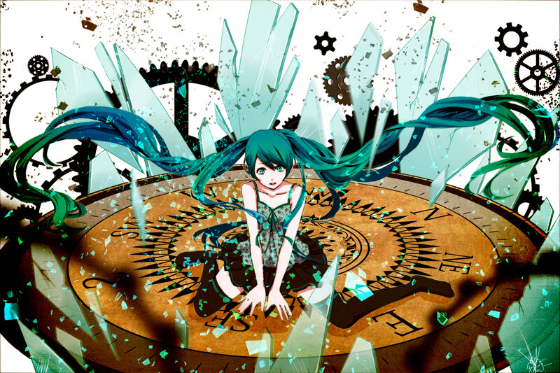 Green-haired Girl on Compass