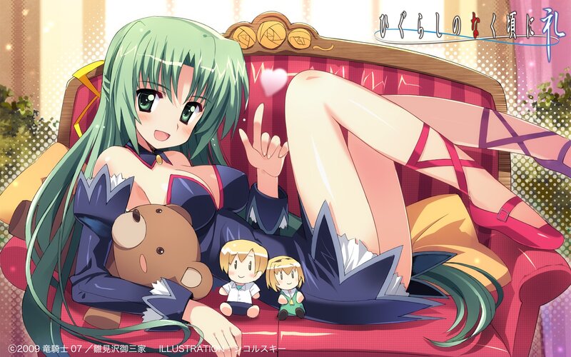 Green-haired Girl on Couch — Green, Playful