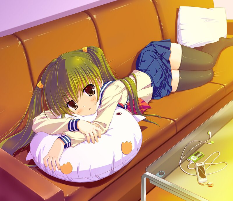 Green-haired Girl on Couch — Orange