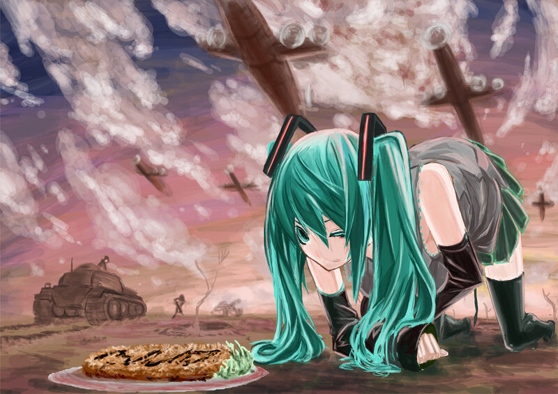 Green-haired Girl on Ground