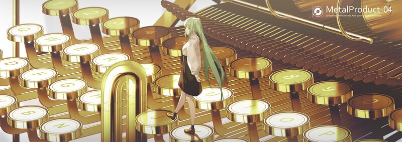 Green-haired Girl on Keys