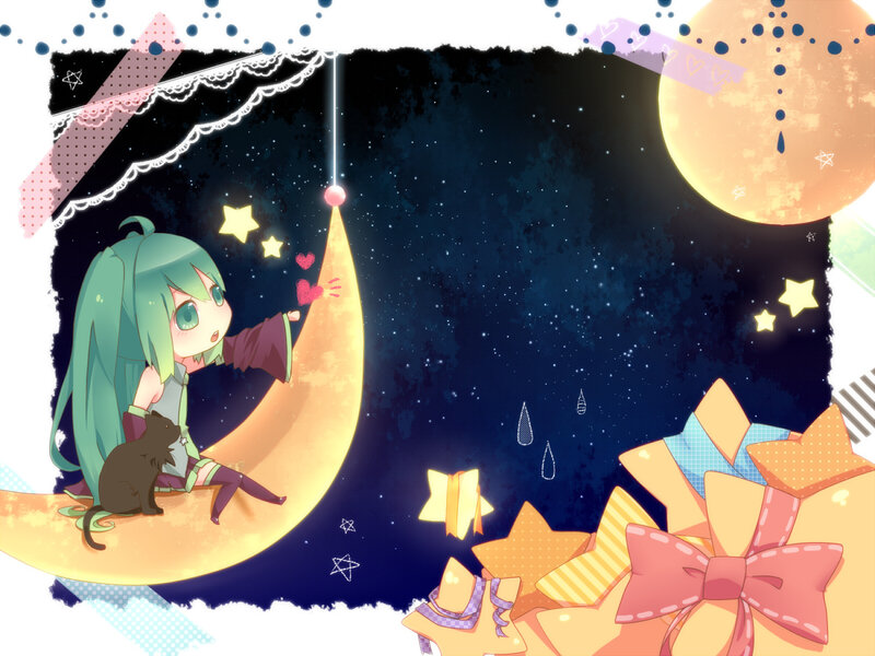 Green-haired Girl on Moon