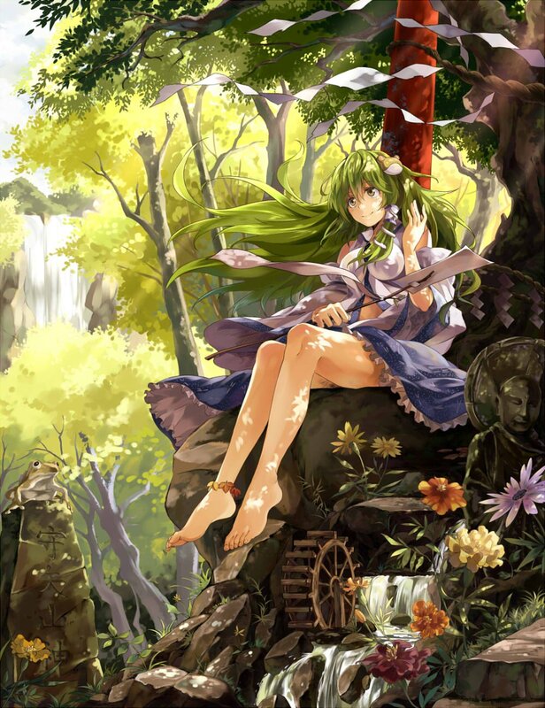 Green-haired Girl on Rock — Green, Serene