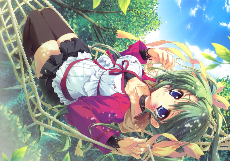 Green-haired Girl on Swing — Green