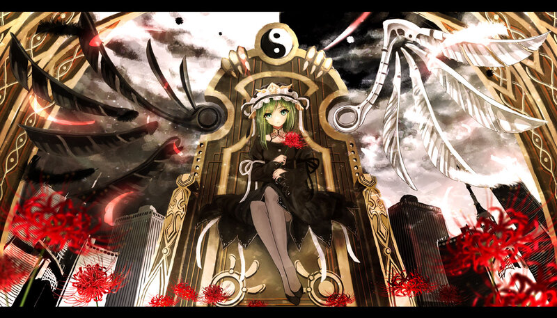 Green-haired Girl on Throne
