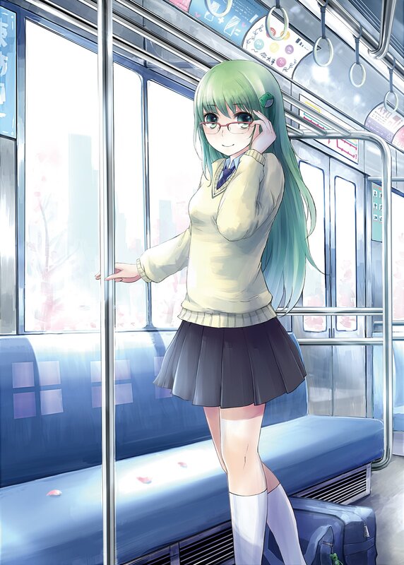 Green-haired Girl on Train — Green