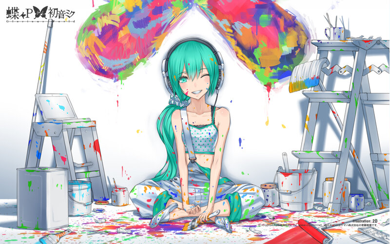 Green-haired Girl Painting