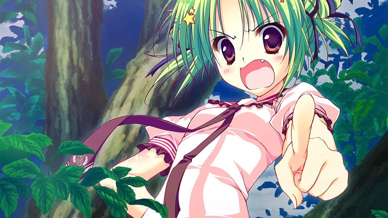 Green-haired Girl Pointing — Green, Playful