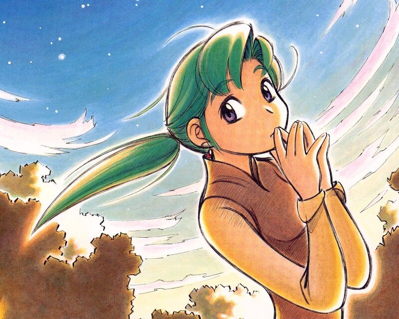 green-haired girl praying