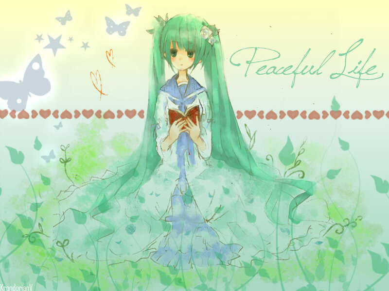 Green-haired girl reading book
