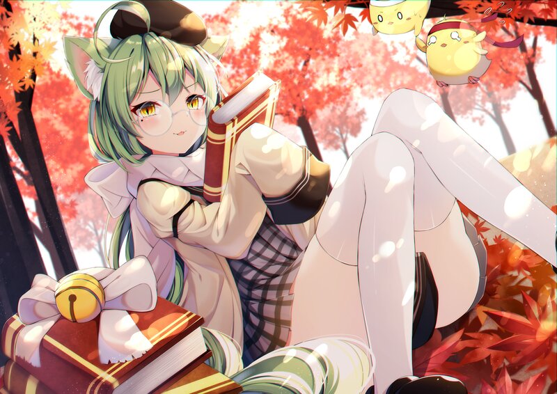 Green-haired Girl Reading — Red