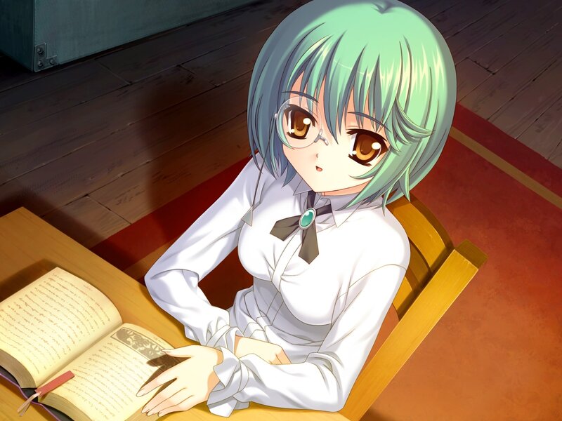 Green-haired Girl Reading — White
