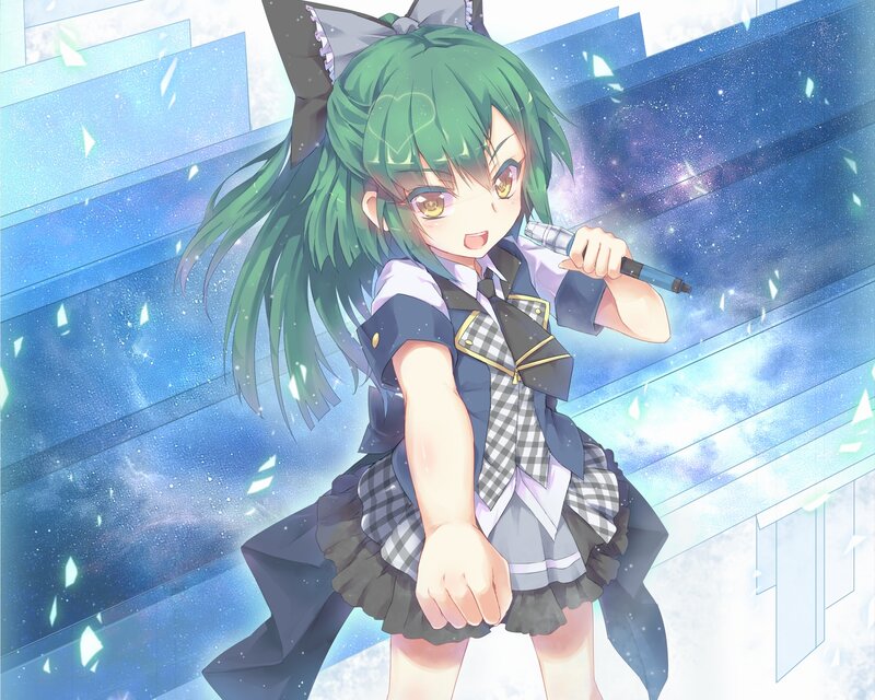Green-haired Girl Singing — Blue