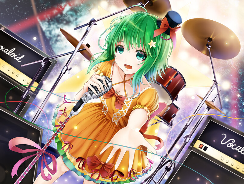 Green-haired Girl Singing — Green