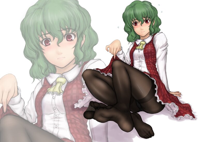 Green-haired Girl Sitting — Green, Neutral