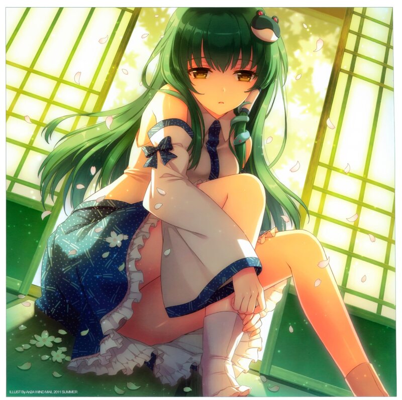 Green-haired Girl Sitting — Green, Serene, Spring