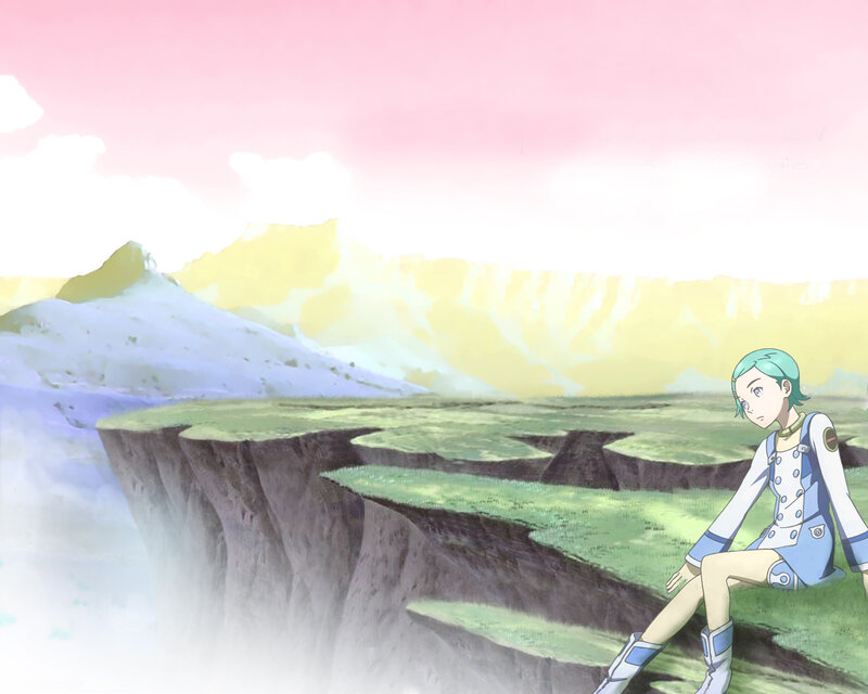 Green-haired Girl Sitting — Pink