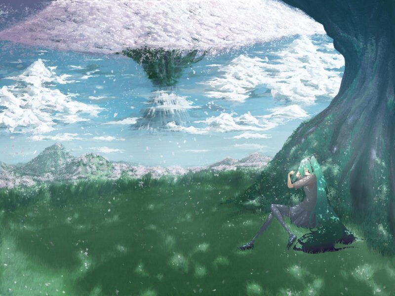Green-haired Girl Sitting