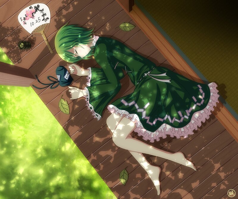 Green-haired Girl Sleeping — Green, Serene, Afternoon