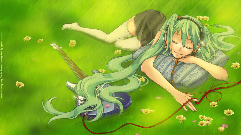 Green-haired Girl Sleeping — Green, Serene, Spring