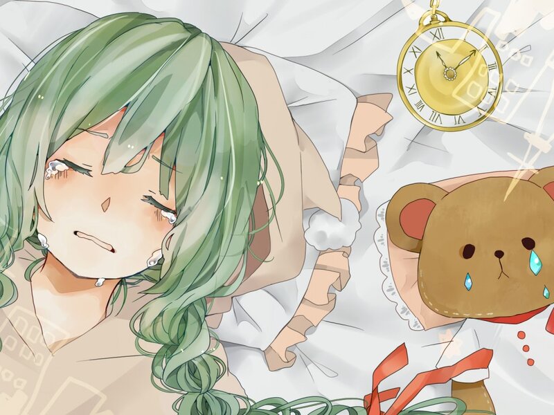 Green-haired Girl Sleeping — Green, Sleepy