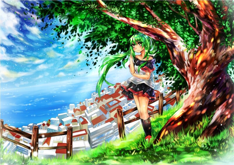 Green-haired Girl under Tree