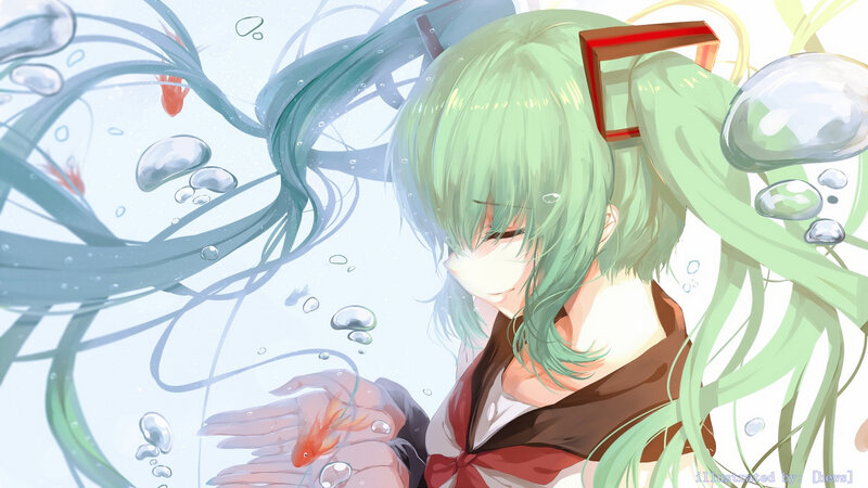 Green-haired Girl Underwater — Green, Serene