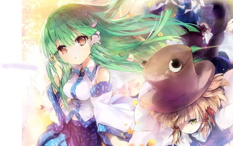 green-haired girl with a hat