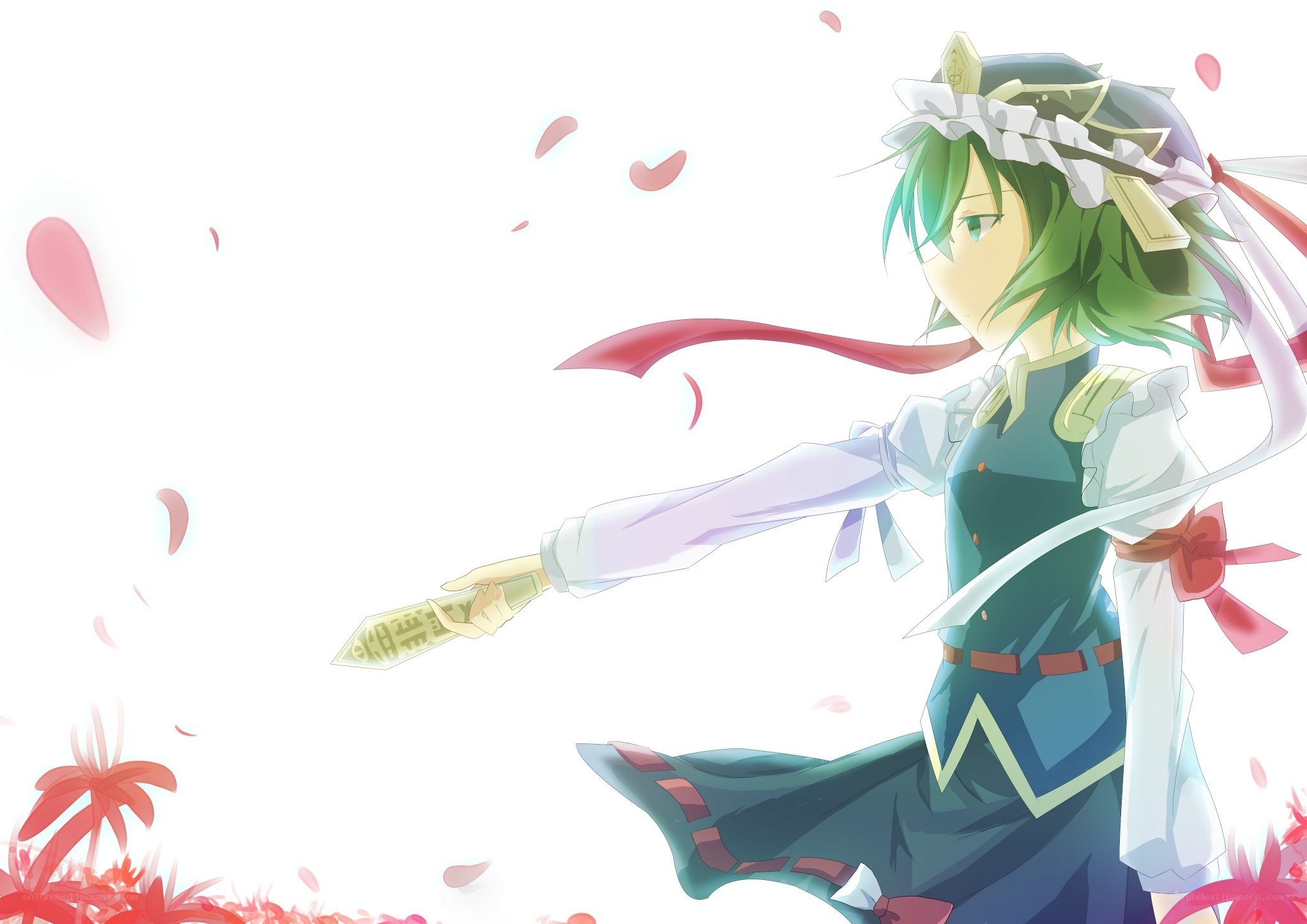 green-haired girl with a scroll