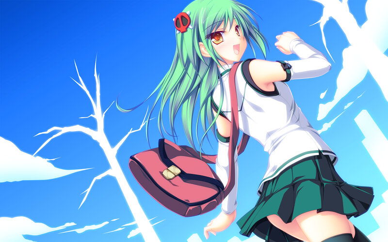 Green-haired Girl with Backpack